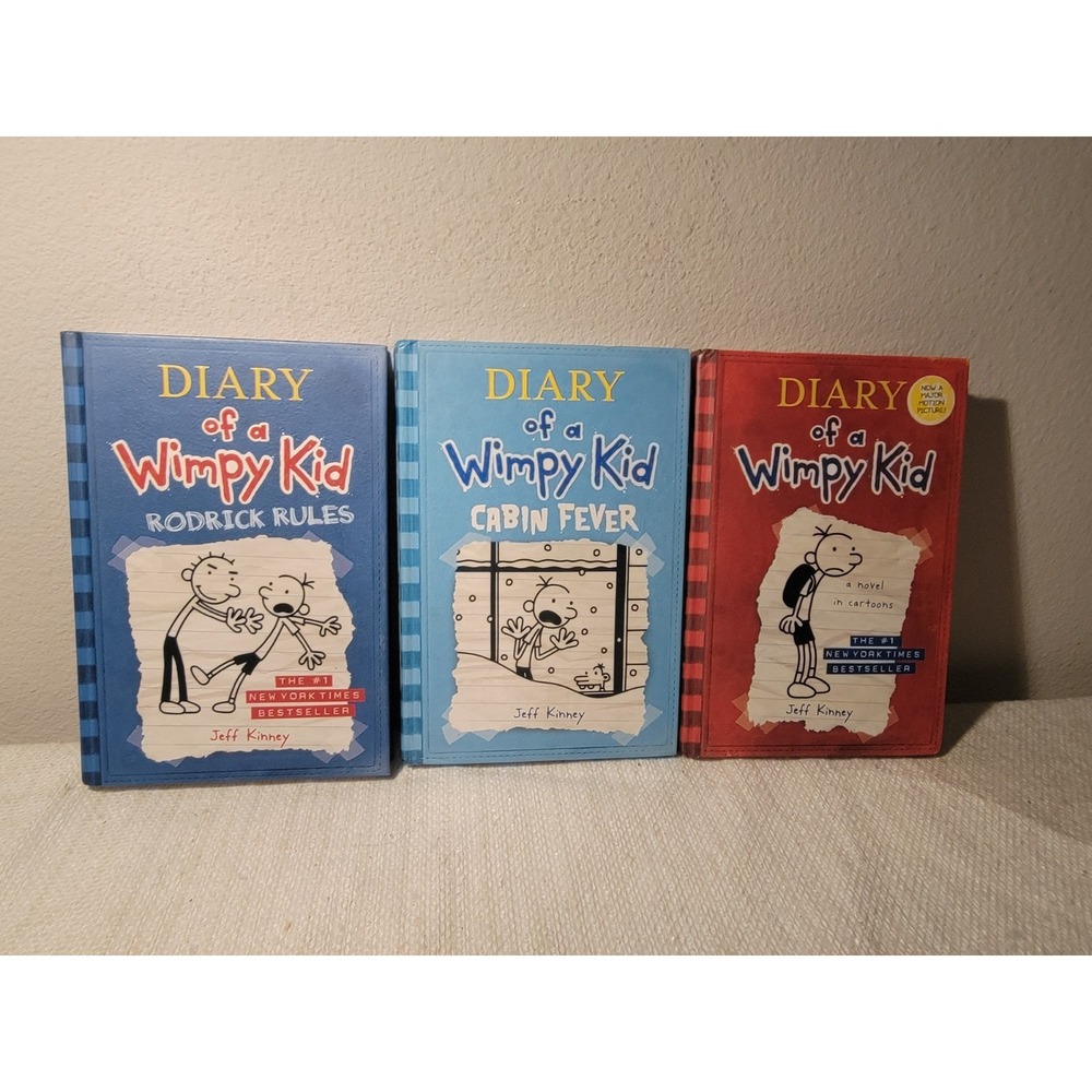Diary Of A Wimpy Kid  Books Hardcover 3 Titles Jeff Kinney‎ Lot Of 3